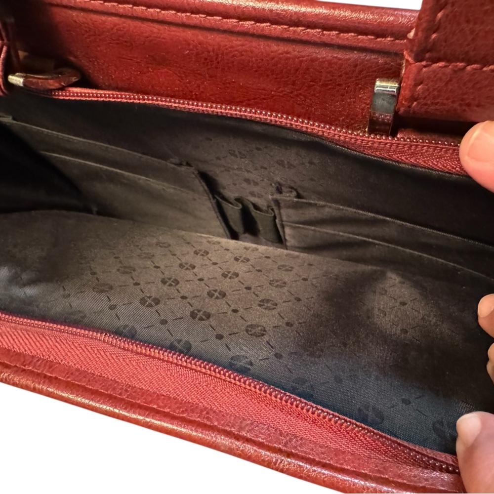 High End Foray Deep Red Women’s Briefcase Attache Vegan Leather Bag Planner - Picture 10 of 15